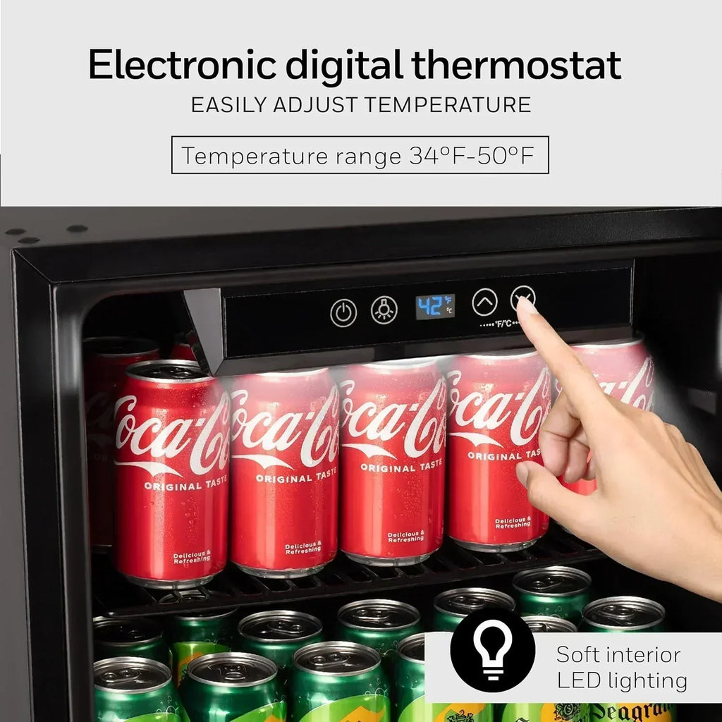 Honeywell Beverage Refrigerator and Cooler 115 Can Mini Fridge with Glass Door for Soda Beer wourant