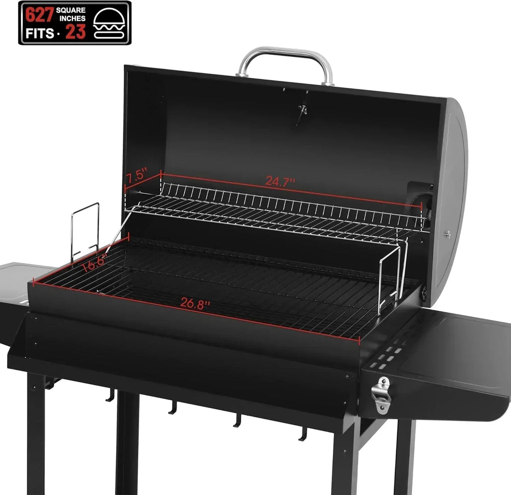 Royal Gourmet CC1830T 30-Inch Barrel Charcoal Grill Warming Rack Front Storage Basket BBQ Grill wourant