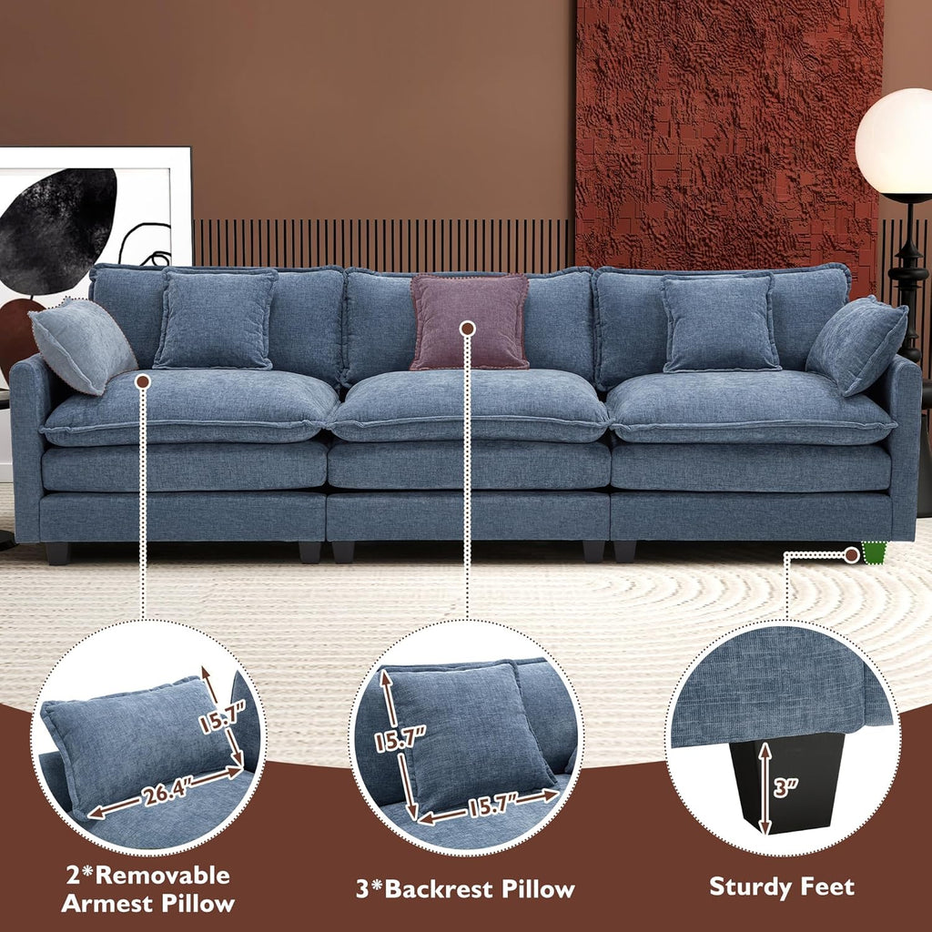 ihanherry 146-inch U-shaped modern sofa modular area cloud sofa wourant
