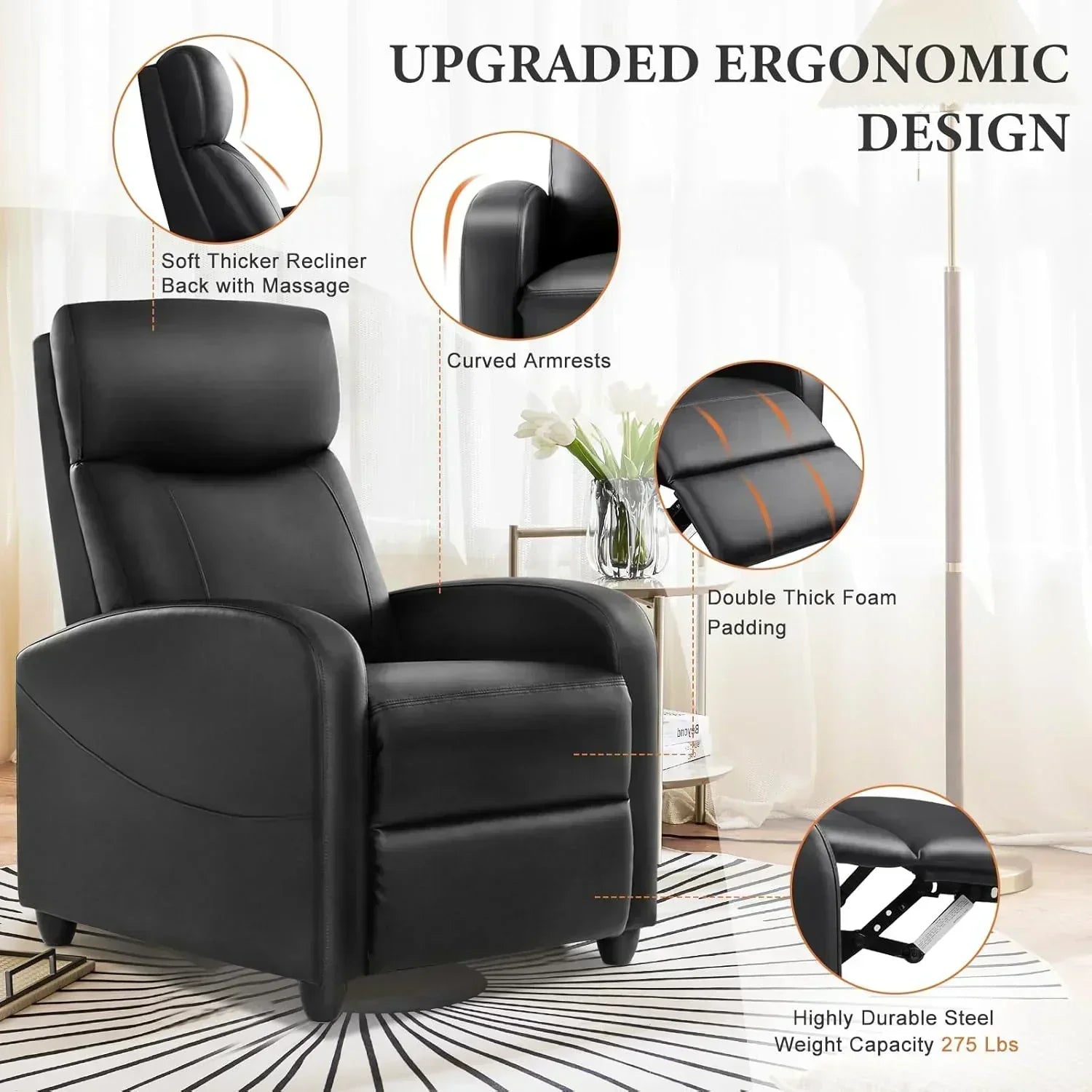 Sweet and crisp rocking chair 360 degree rotating recliner with sliding function wourant