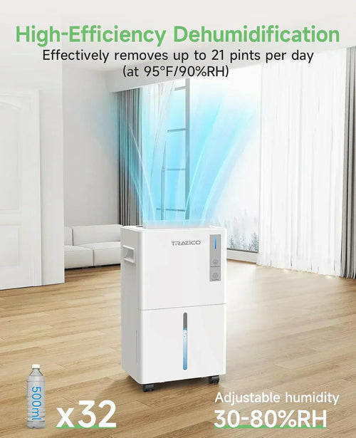 1500 Sq.ft Dehumidifier for Basement 21 Pint Dehumidifiers for Home Large Room with Drain Hose wourant