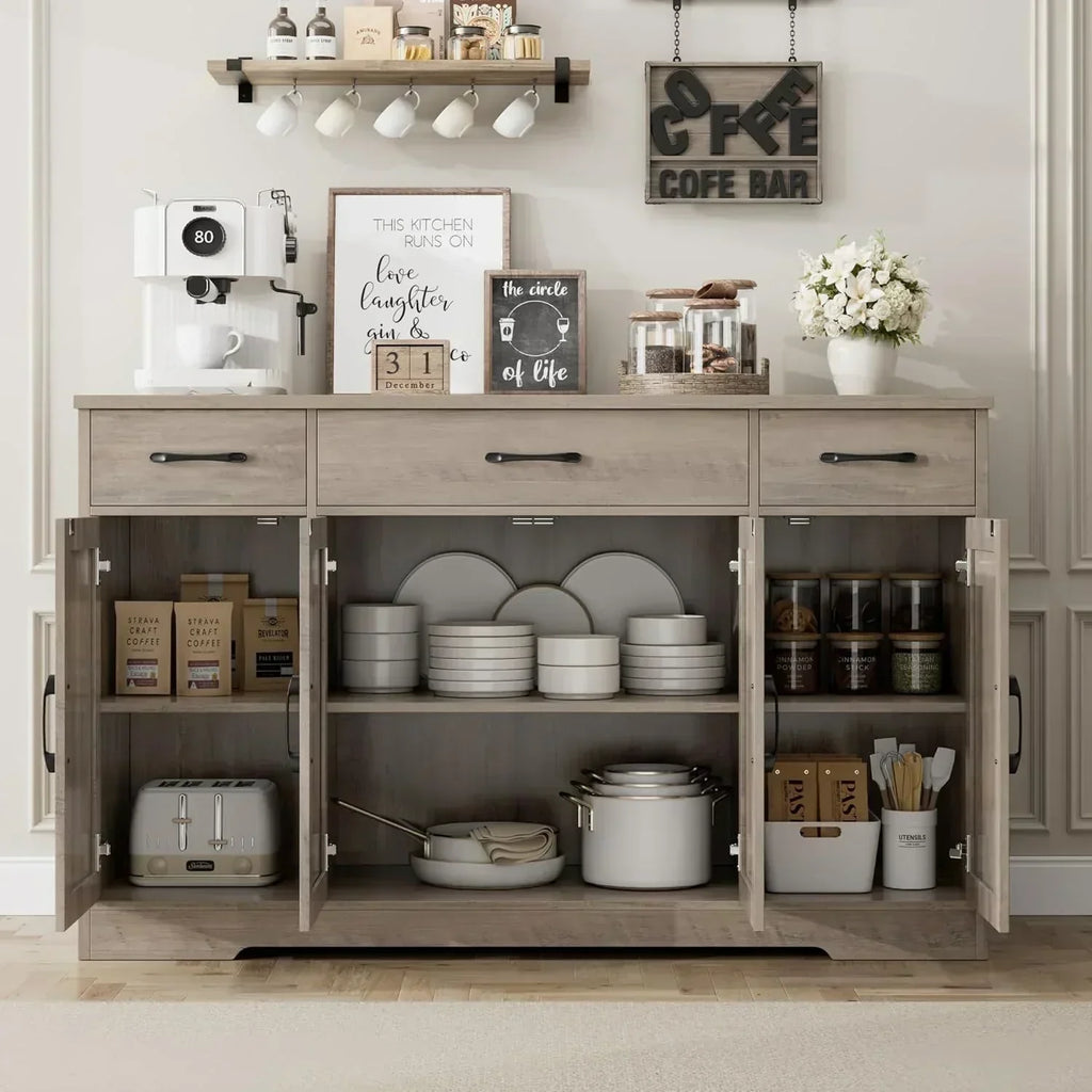 Sideboard with drawers large 55-inch sideboard modern farmhouse wood kitchen dining table wourant