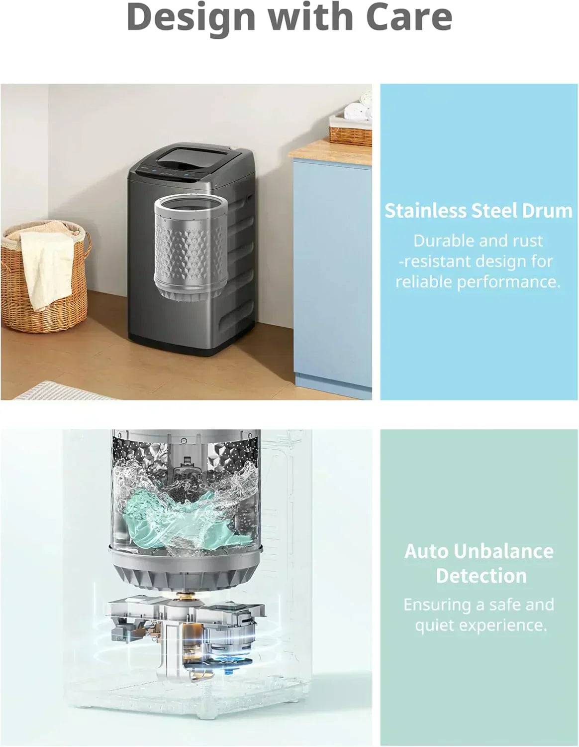 Comfee Portable Washing Machine 0.9 Cubic Foot with LED Display and Built-in Drum wourant