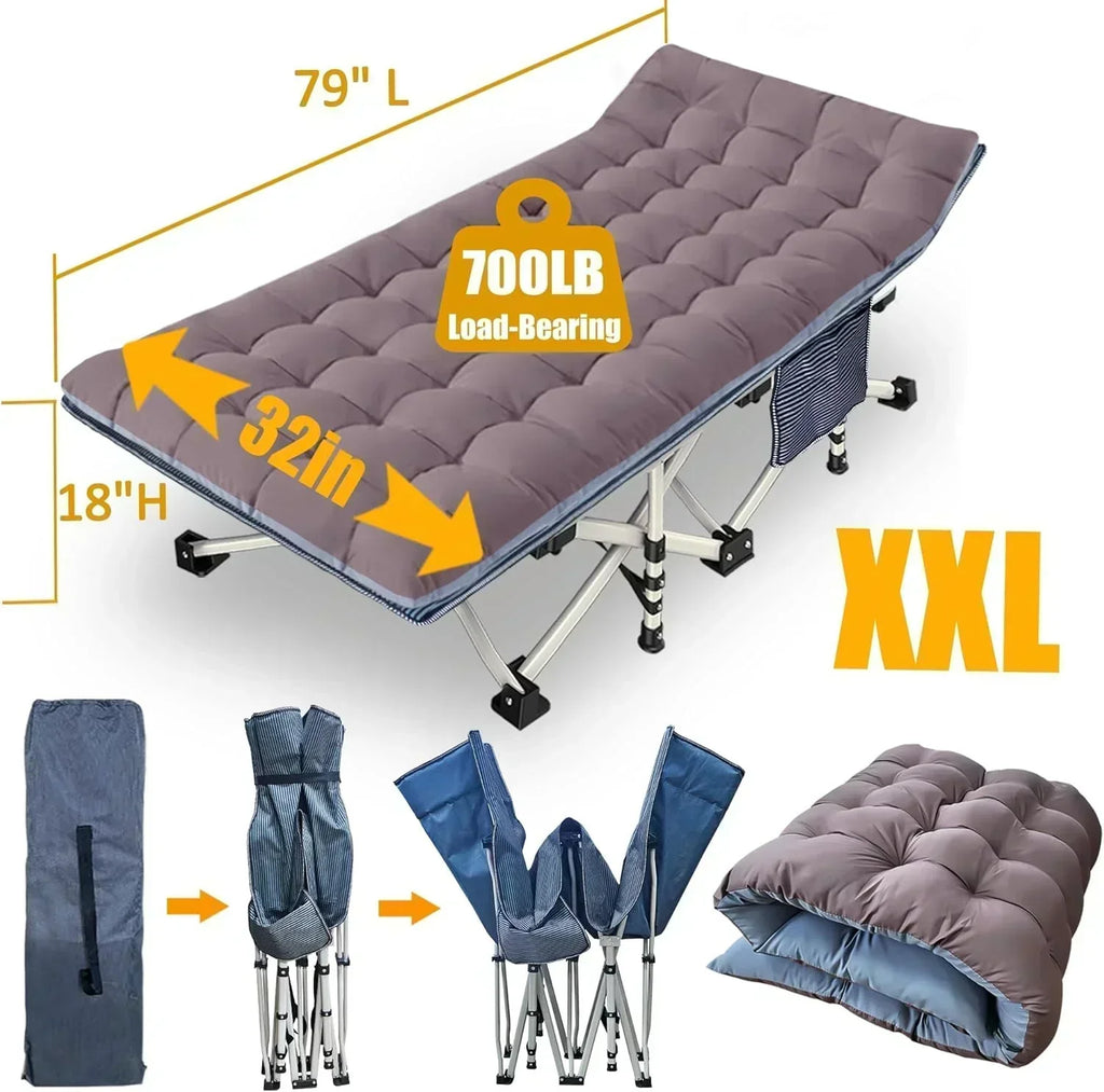 2-Pack Camping Cots with Mattress Comfortable Folding Bed Heavy Duty Baby Cot wourant