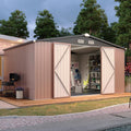 Aoxun 7.4x5.3FT Shed with Floor Galvanized Steel Outdoor Storage Shed Metal Garden Shed wourant