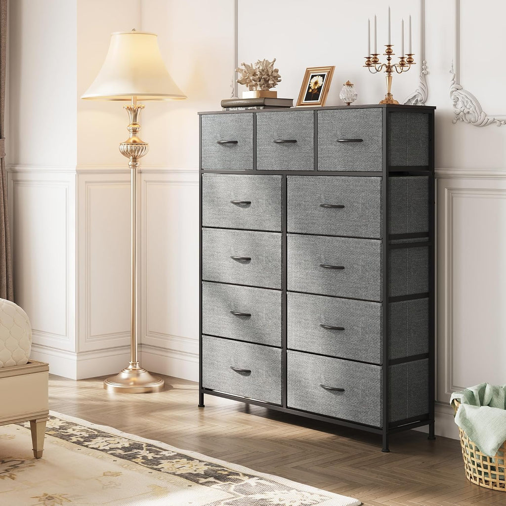 Storage Organizer Unit 11 Fabric Bins Storage Drawers Organizer Steel Frame Tall Storage Tower wourant