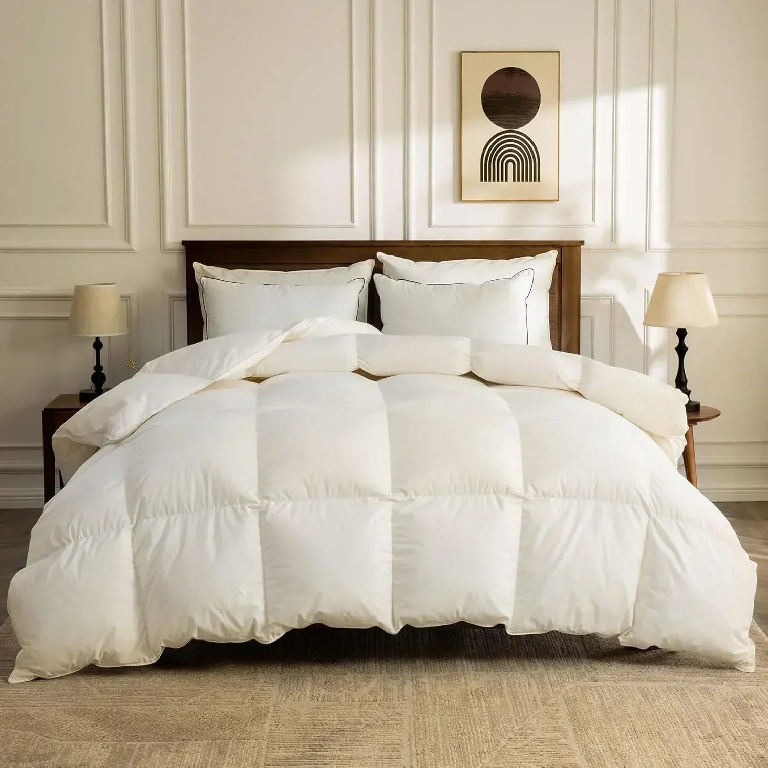 Organic down comforter queen size fluffy down core 100% cotton cover fluffy down filling wourant
