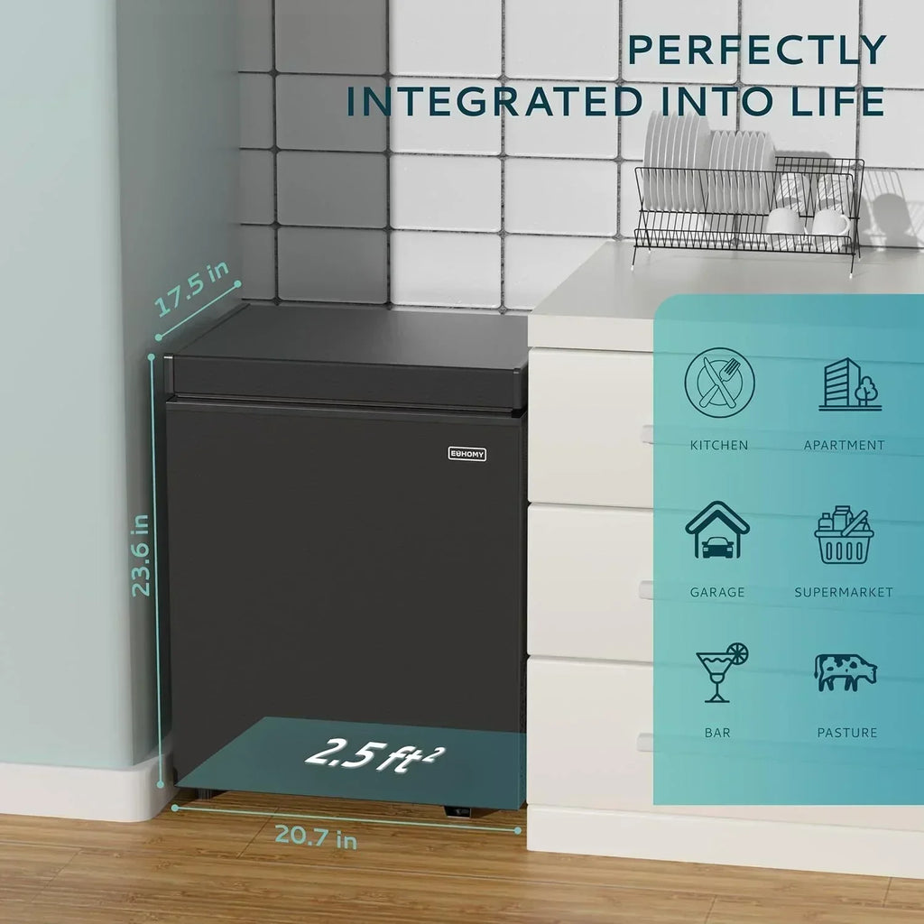 EUHOMY 3.5 Cu.Ft Chest Freezer with Removable Basket Small Deep Freezer Adjustable 7 Thermostat wourant