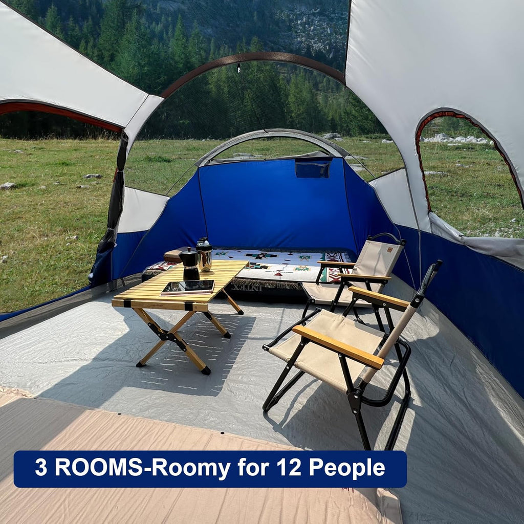 CAMPROS CP Tent 12-Person-Camping-Tents 3 Room Family Tents Waterproof Family Tent wourant