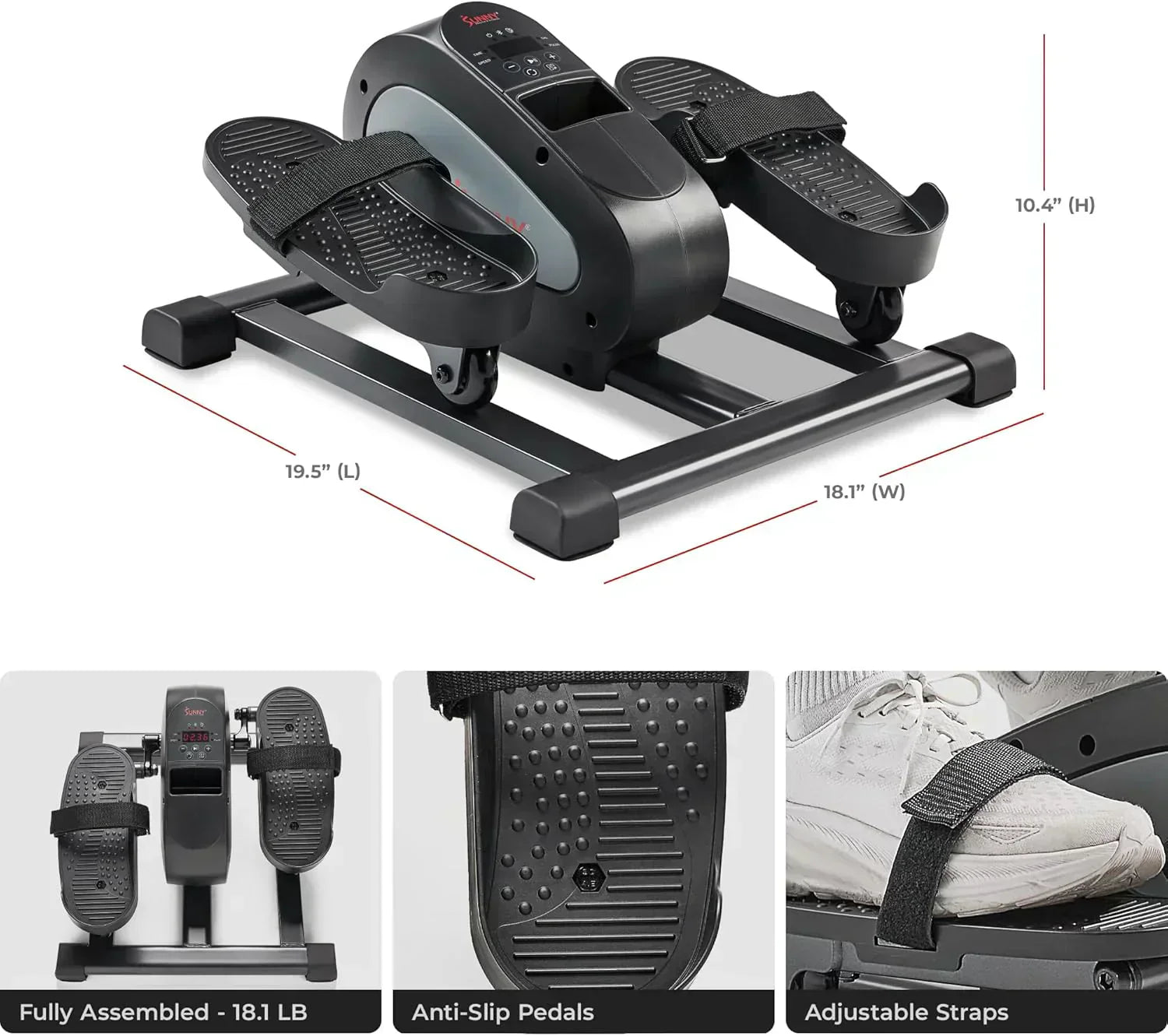 Sunny Health Fitness Smart Mini Elliptical Trainer Indoor Under-Desk Pedal Exerciser wourant