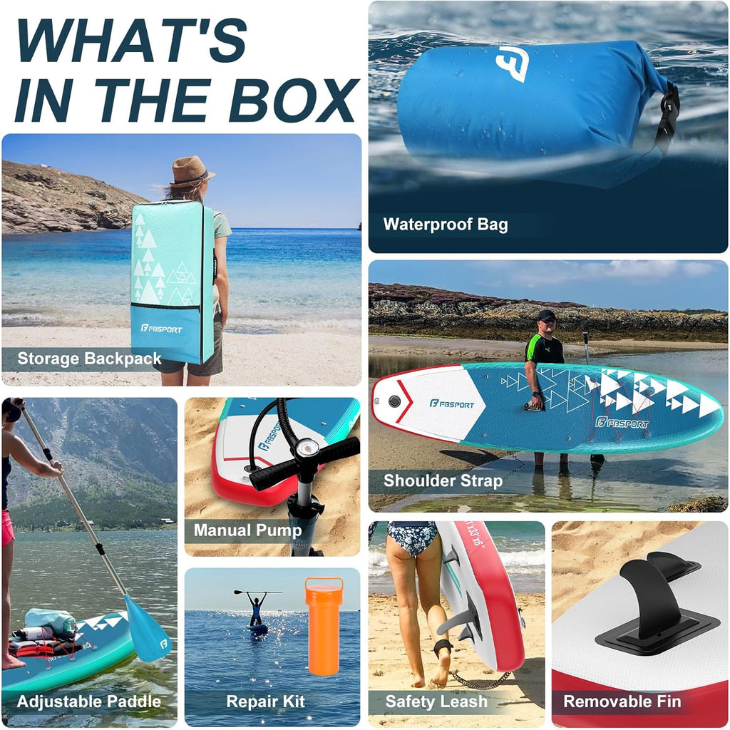 FBSPORT 11' Premium Stand Up Paddle Board Yoga Board with Durable SUP Accessories Carry Bag wourant