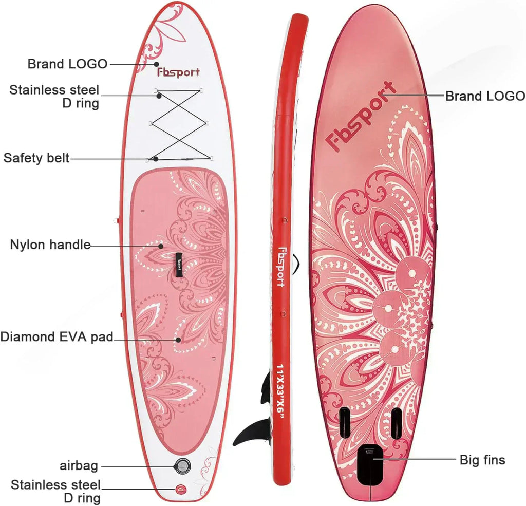 FBSPORT 11' Premium Stand Up Paddle Board Yoga Board with Durable SUP Accessories Carry Bag wourant