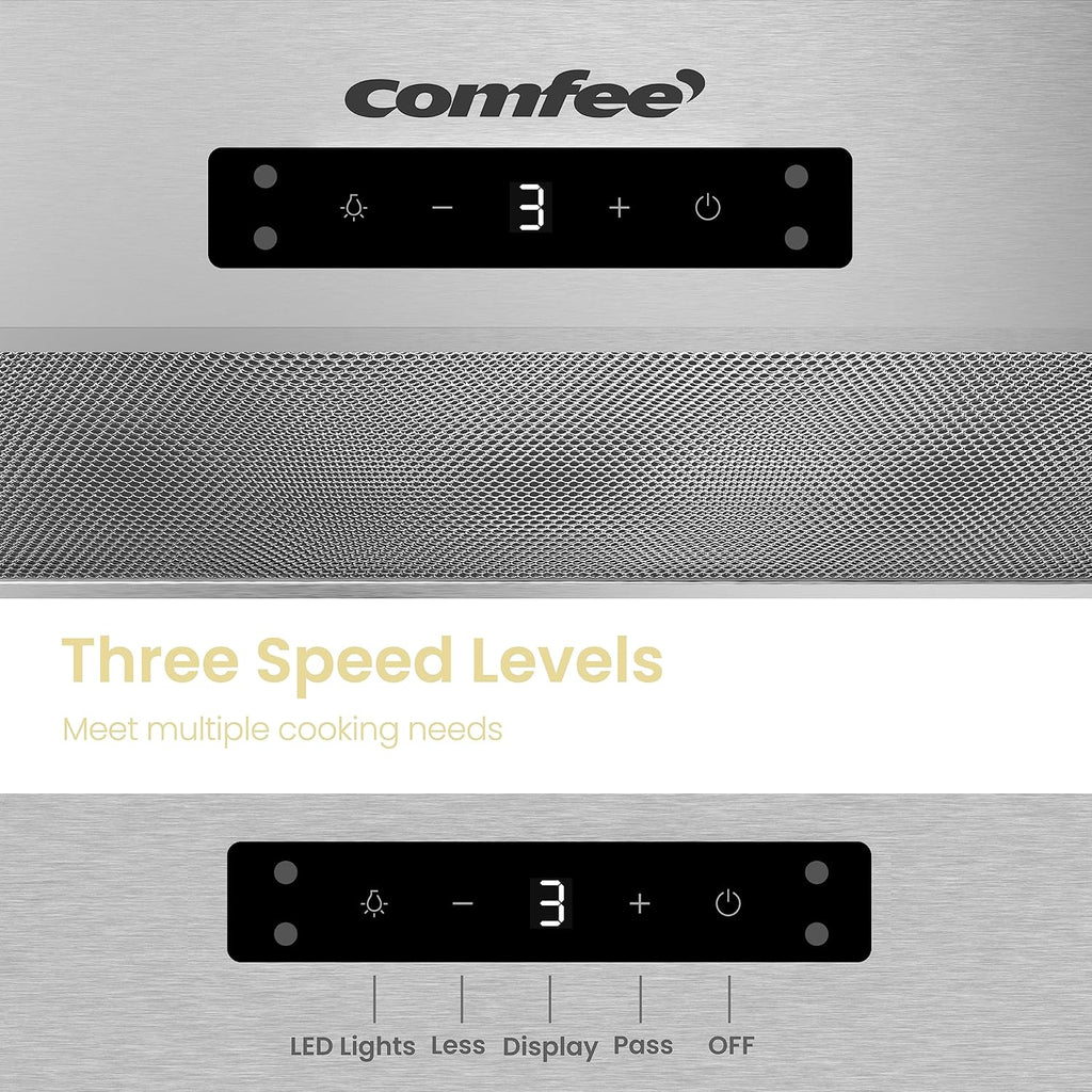 Comfee 30" Under Cabinet Ducted/Ductless Convertible Slim Vent Durable Stainless Steel Kitchen Reusable Filter wourant