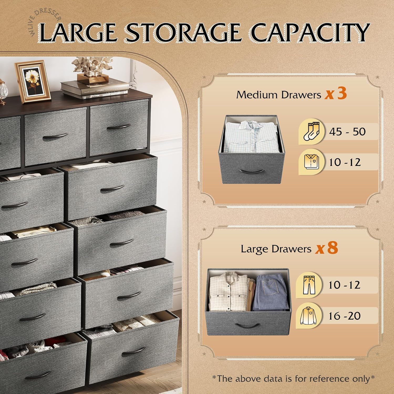 Storage Organizer Unit with 11 Fabric Bins, Storage Drawers Organizer with Steel Frame, Tall Storage Tower Organizaton wourant