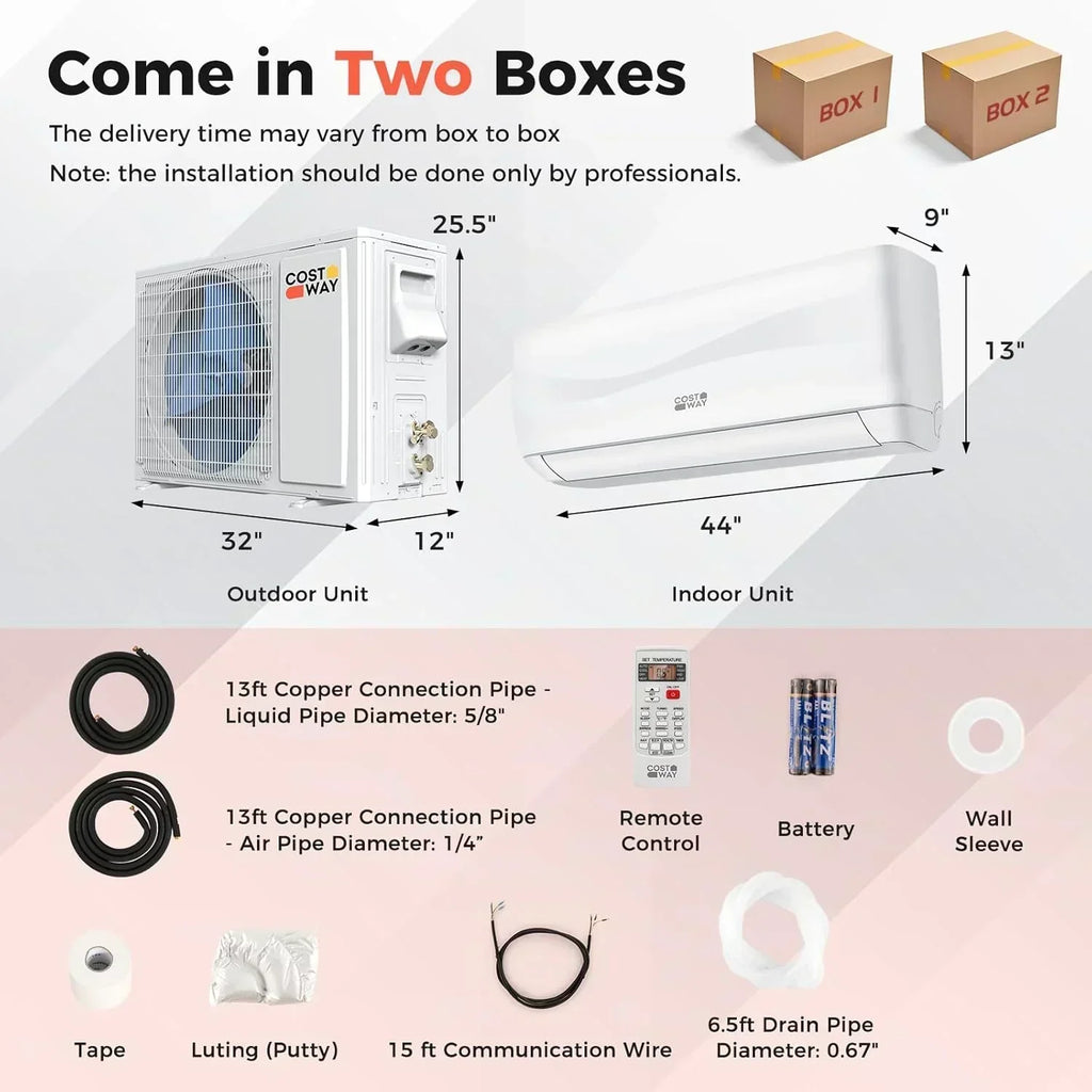 COSTWAY 12000BTU Mini Split Air Conditioner Heater 20 SEER2 115V Wall-Mounted Ductless wourant