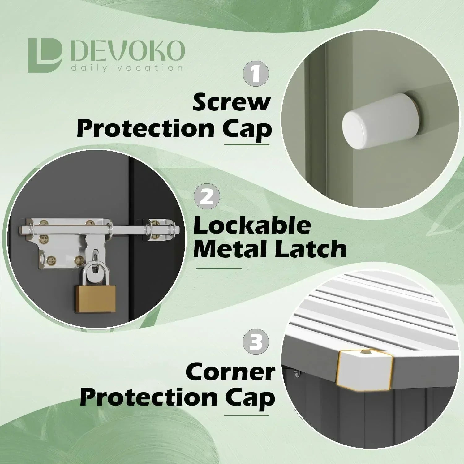 Devoko Outdoor Storage Shed Lockable Metal Garden Shed Steel Anti-Corrosion Storage House wourant