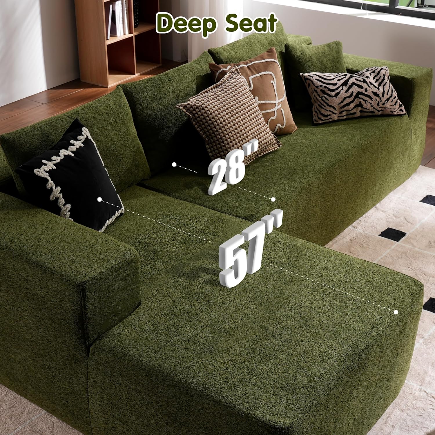 Ovios 104" Cloud Section Sofa L-shaped lounge chair, modern modular sofa wourant