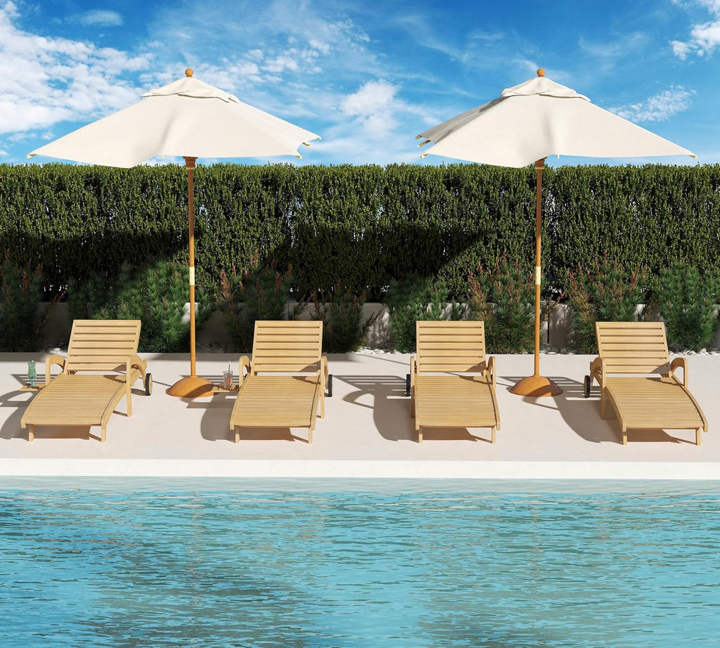 Pool Chaise Lounge Chairs Set of 4 5-Position Adjustable Outdoor Patio Lounge Chairs Wood Reclining Chaise Lounger Chair with Pullout Side Table wourant