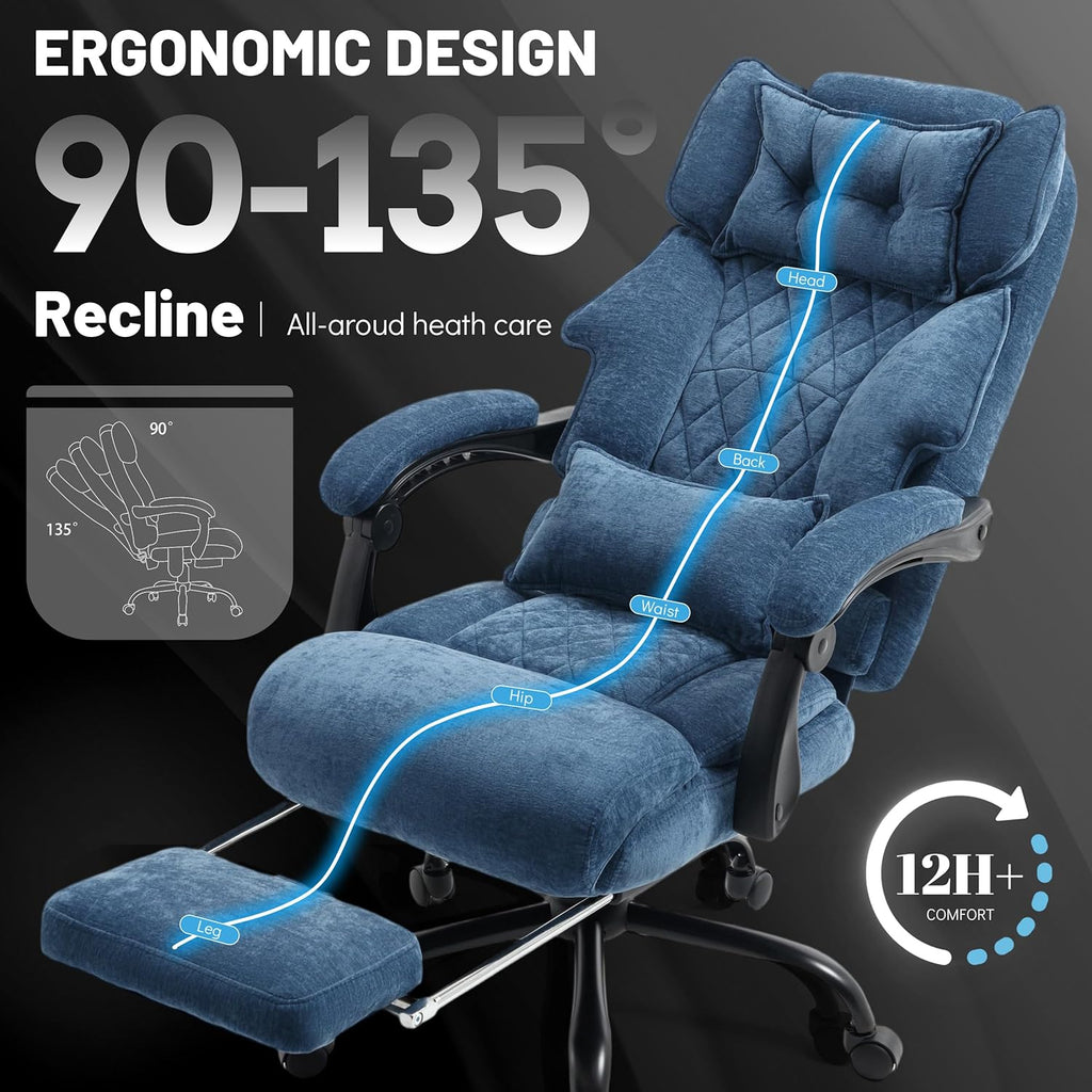 Massage Office Chair with Footrest, Large and Tall Leather Office Chair 500 lbs wourant