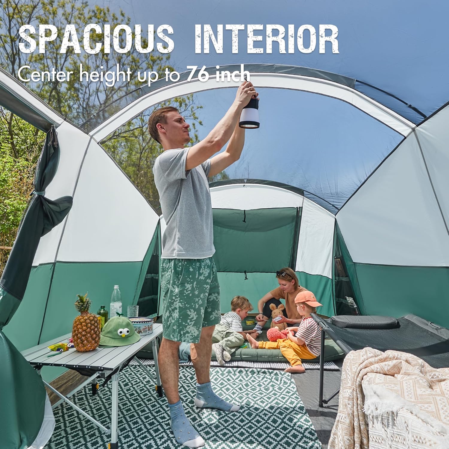 PORTAL 6/8/10 Person Family Camping Tent with Screen Room, Water Resistant Big Tunnel Tent with Rainfly, Large Family Tent for Outdoor Camping, Party wourant