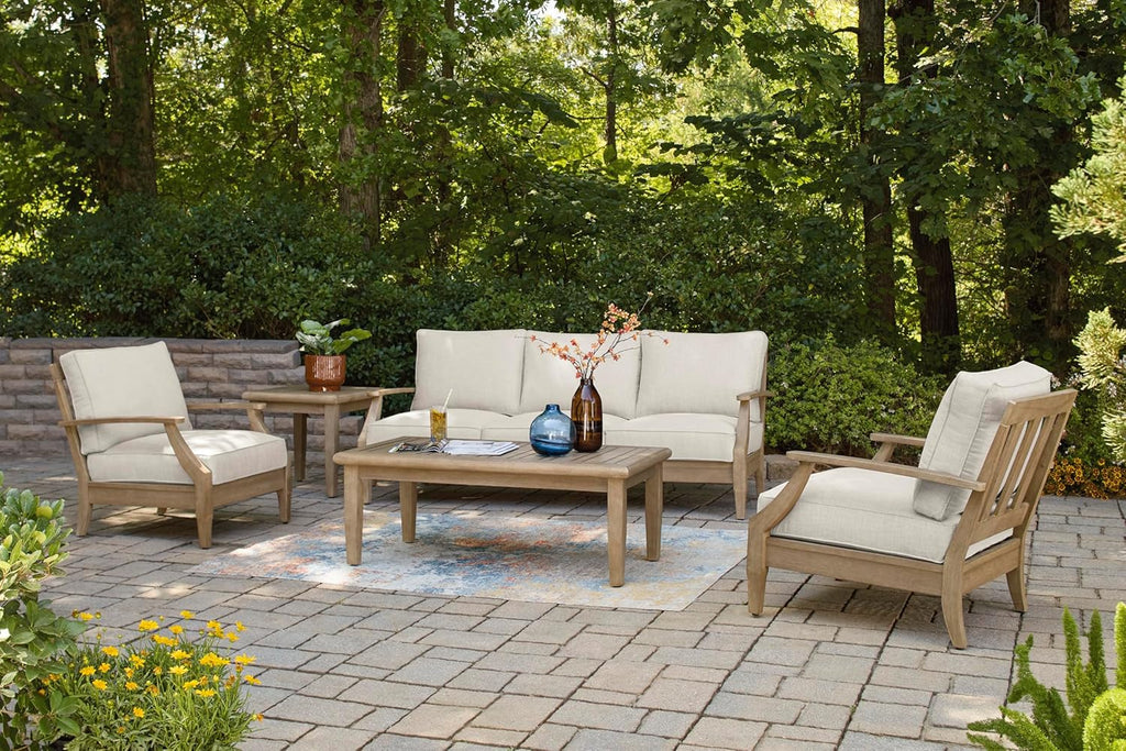 Coastal view outdoor terrace eucalyptus sofa wourant