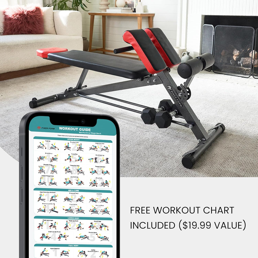 FF Finer Form Multi-Functional Weight Bench for Full All-in-One Body Workout Adjustable Workout Bench Press wourant