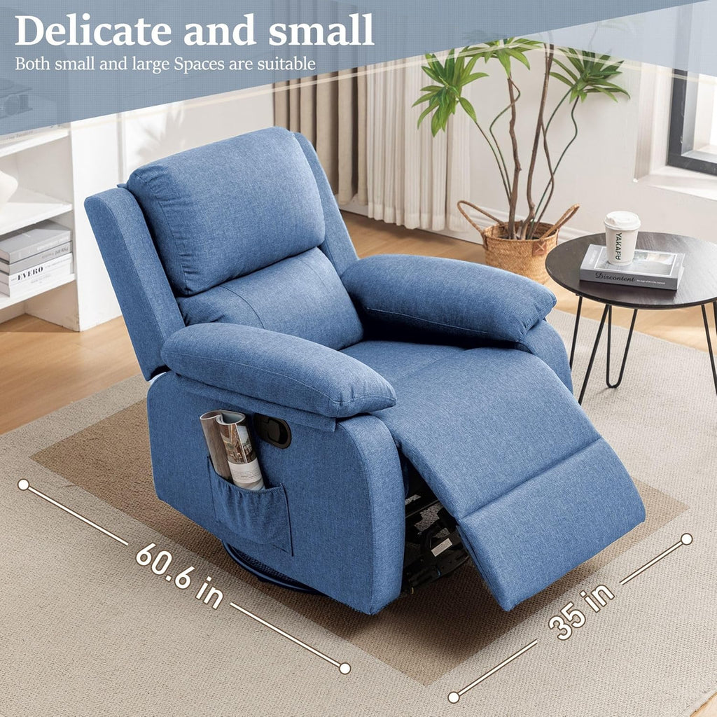 Reclining rocking chair 360 degree rotating fabric sliding reclining chair wourant