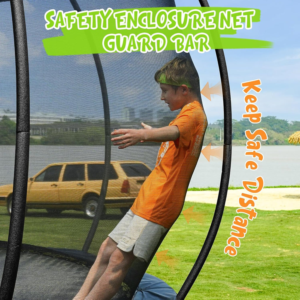 Gigu 10FT 12FT 14FT Recreational Trampolines with Enclosure Net and Ladder and Anti-Rust Coating, ASTM Approved Trampoline Outdoor for Kids and Adults Outdoor Yard Trampolines wourant