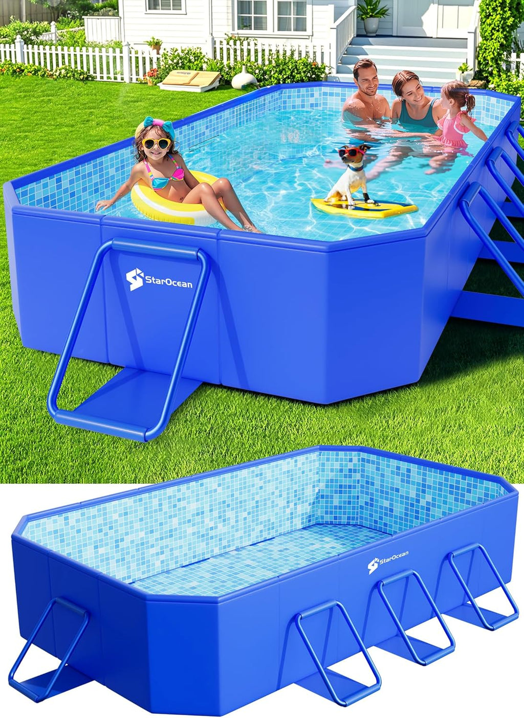 Foldable Pool, Large Non-Inflatable Swimming Pool for Kids,Adult Collapsible Pools Hard Plastic Shell, Oversized Thickened,Portable Folding Kids Pools for Backyard-Mosaic Design-89"x48"x20" wourant