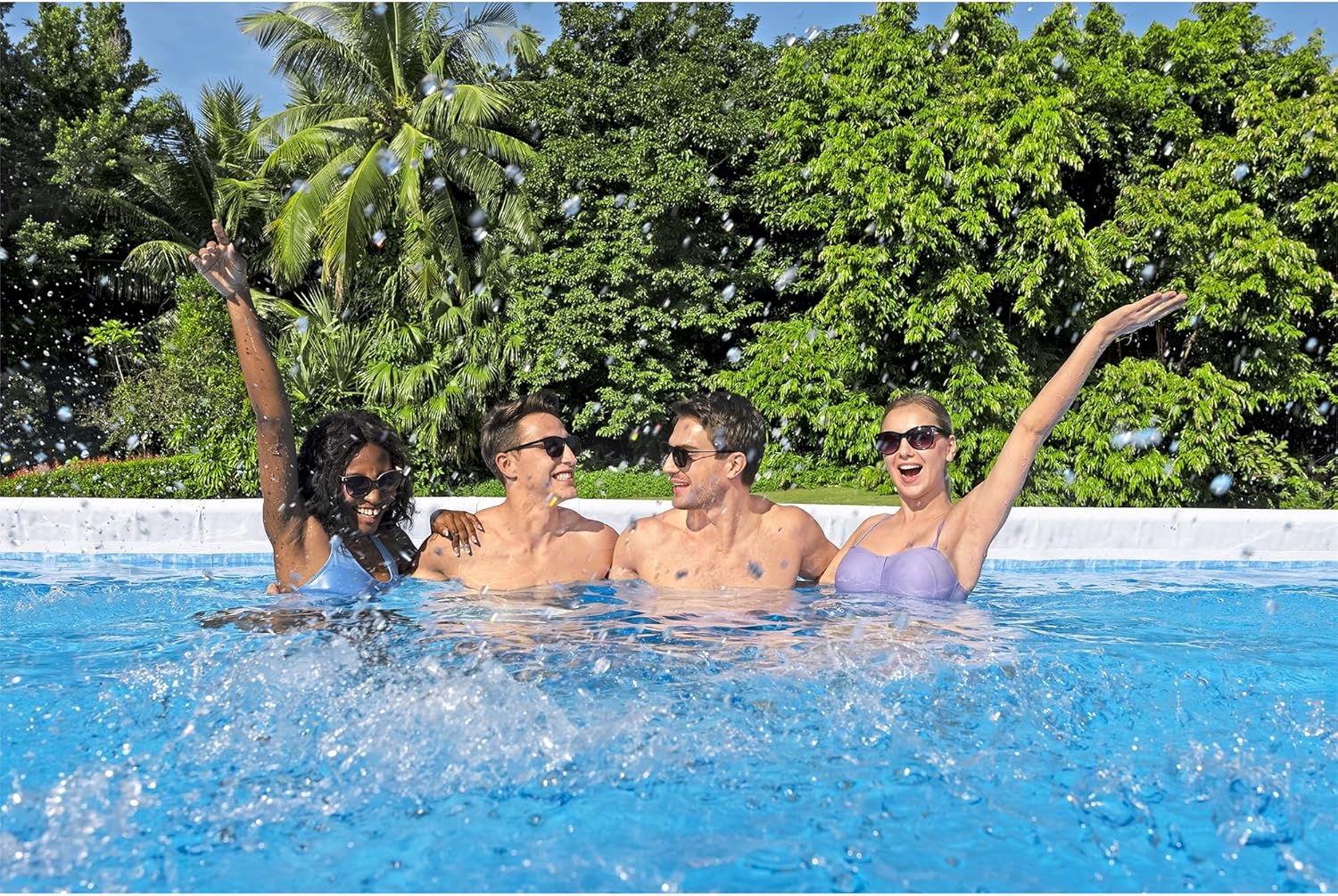Power Steel 14' x 8'2" x 39.5" Oval Above Ground Pool Set | Includes 530gal Filter Pump, Ladder, ChemConnect Dispener wourant