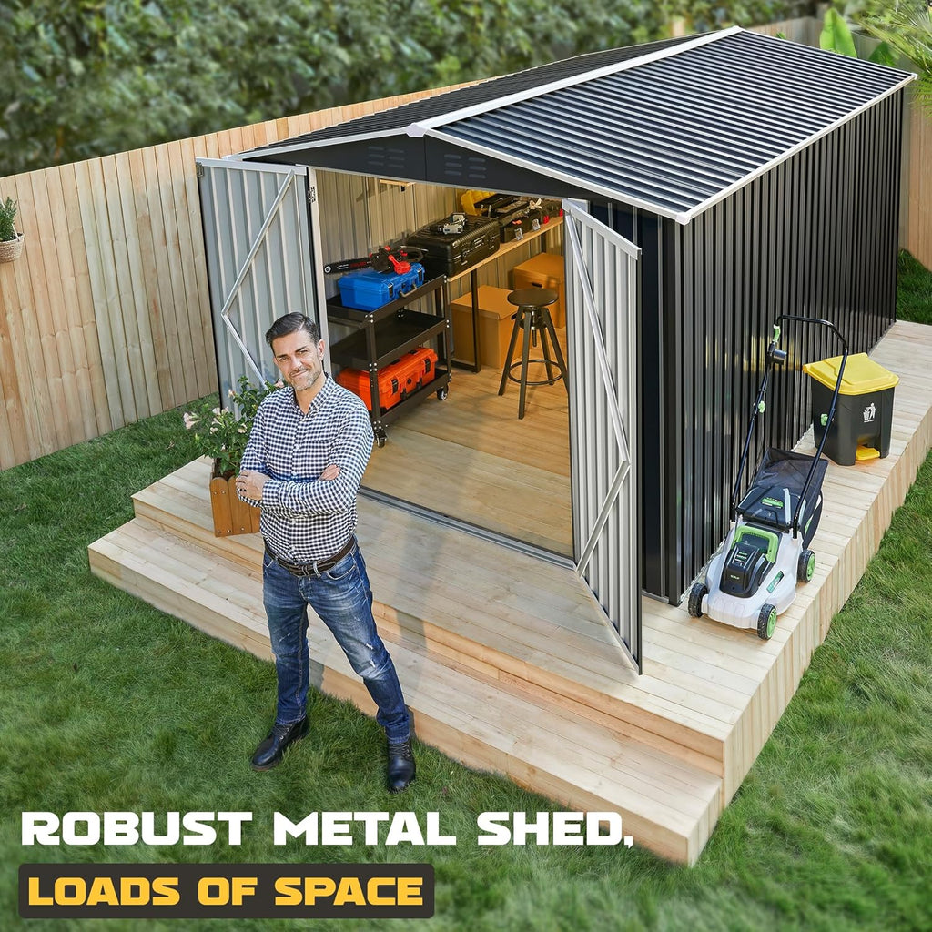 polar aurora 8x12 ft outdoor storage shed metal garden shed frame structure tool sheds wourant