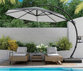 LAUSAINT HOME Outdoor Patio Umbrella with Base included, 11 FT Deluxe Curvy Cantilever Umbrella Heavy Duty Offset Hanging Umbrella with 360° Rotation for Market, Pool, Garden, Backyard, Deck (Beige) wourant
