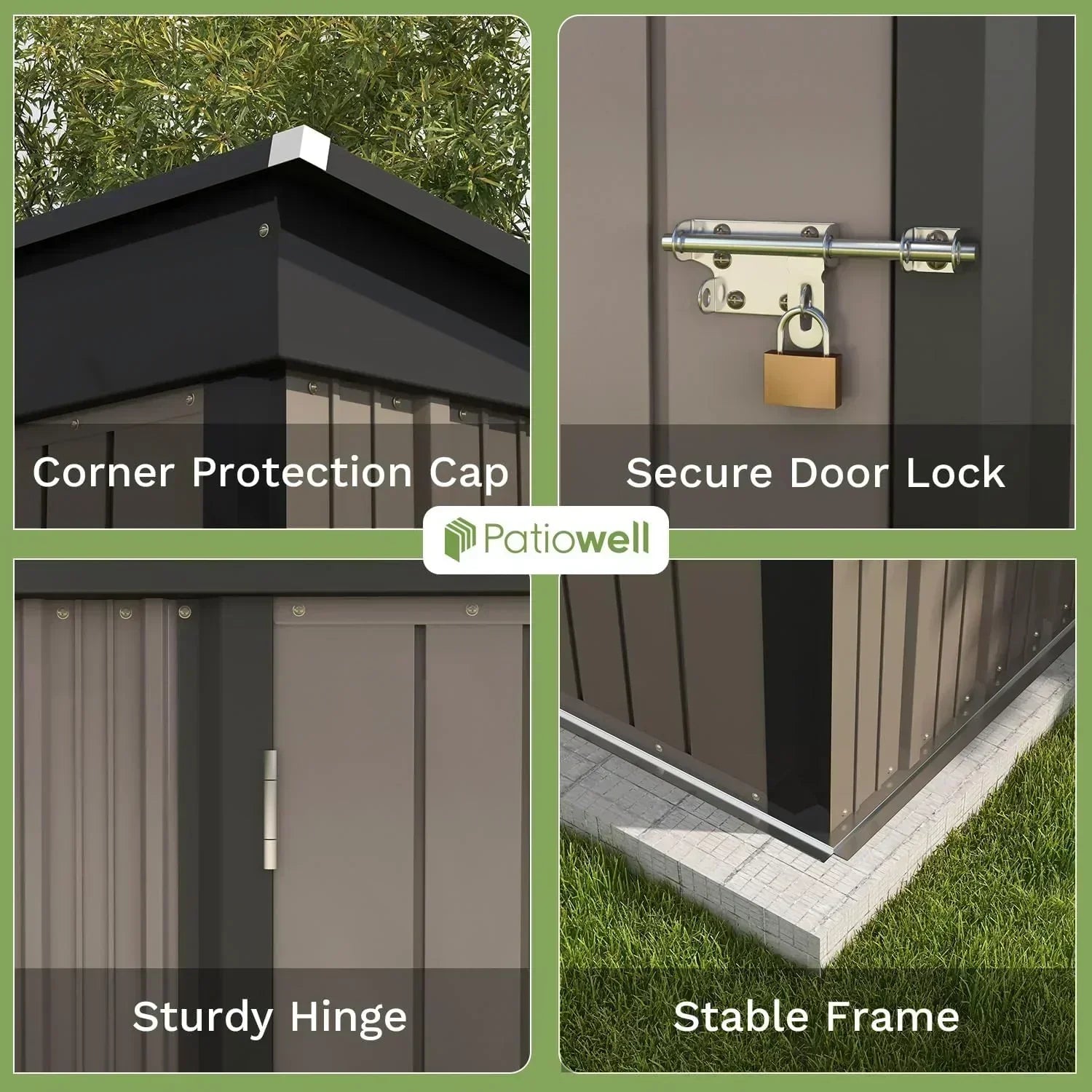 Patiowell 5x3 FT Outdoor Storage Shed Tool Shed with Sloping Roof and Lockable Door Metal Shed wourant