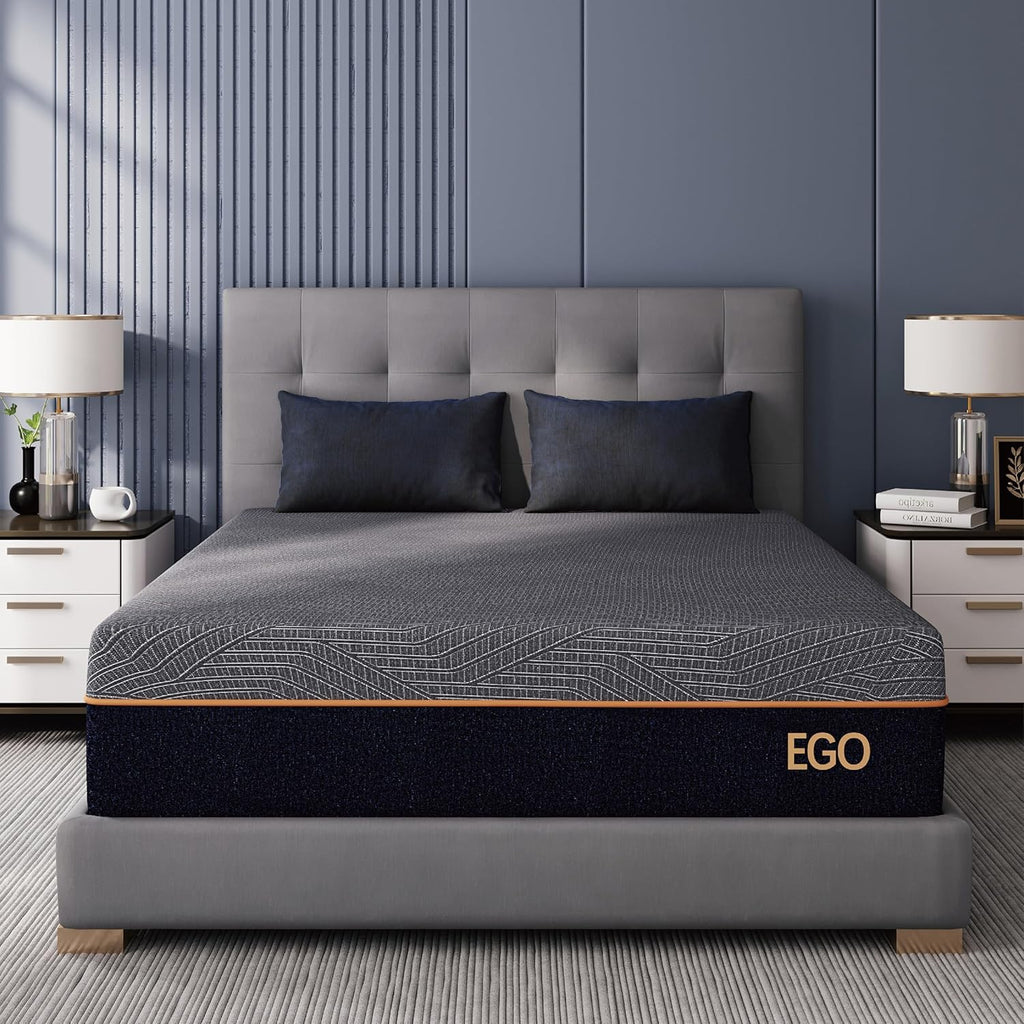 MLILY EGOHOME 14 Inch Queen Memory Foam Mattress for Back Pain, Cooling Copper Gel Bed in a Box, Foam Made in USA, CertiPUR-US Certified, Therapeutic Medium Firm, 60x80x14 Black woonhhop