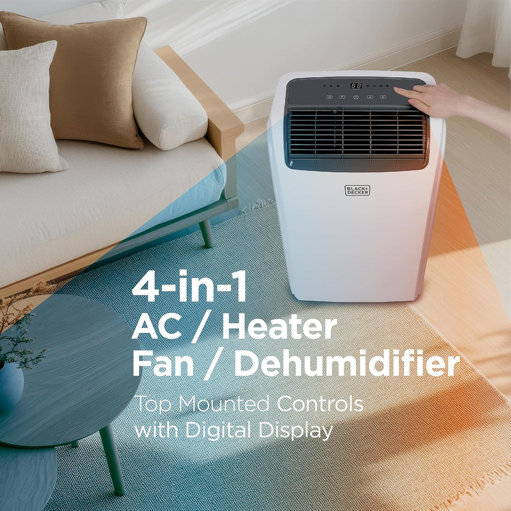 BLACK+DECKER 10,000 BTU Portable Air Conditioner for Rooms up to 450 Sq. with Remote Control, White wourant