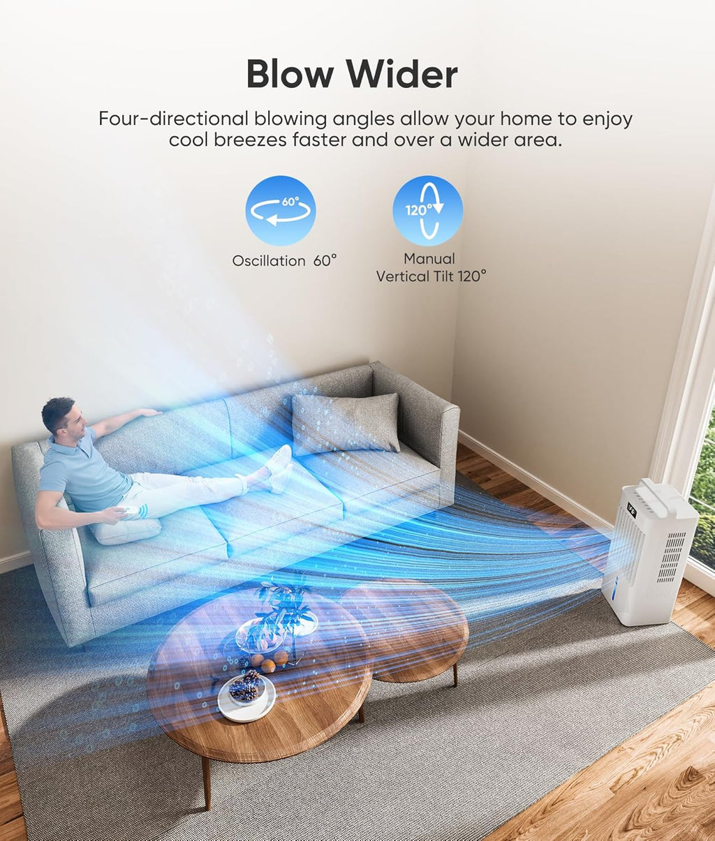 Portable Air Conditioners, 3-IN-1 Swamp Cooler, Evaporative Air Cooler,Remote & Touch Control, 90°+90° Oscillation,LED Screen, Air Coolong Fan for Outdoor Indoor woonhhop