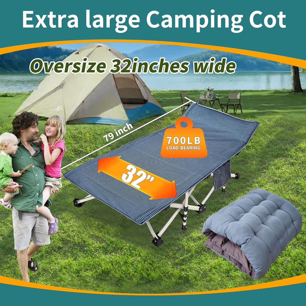 2 Pack Camping Cot with Mattress Comfortable Cot Bed Folding Cot Heavy Duty Cots for Sleeping with Carry Bag for Adults Kids Guest Bed Outdoor Indoor Home wourant