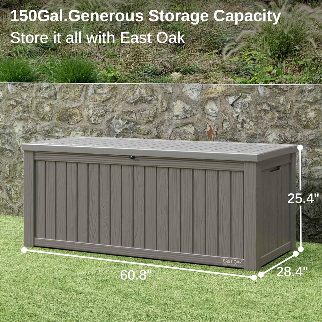 EAST OAK Outdoor Storage Box, 60 Gallon Deck Box Indoor and Outdoor Use, Waterproof Resin Storage Bin wourant