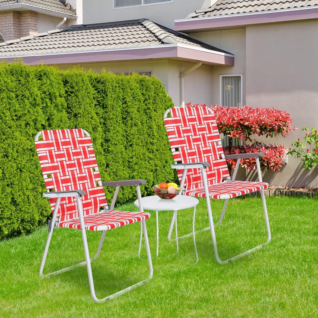 VINGLI Patio Lawn Webbed Folding Chairs Set of 2, Outdoor Beach Portable Lawn Chair Camping Chair Beach Chair wourant