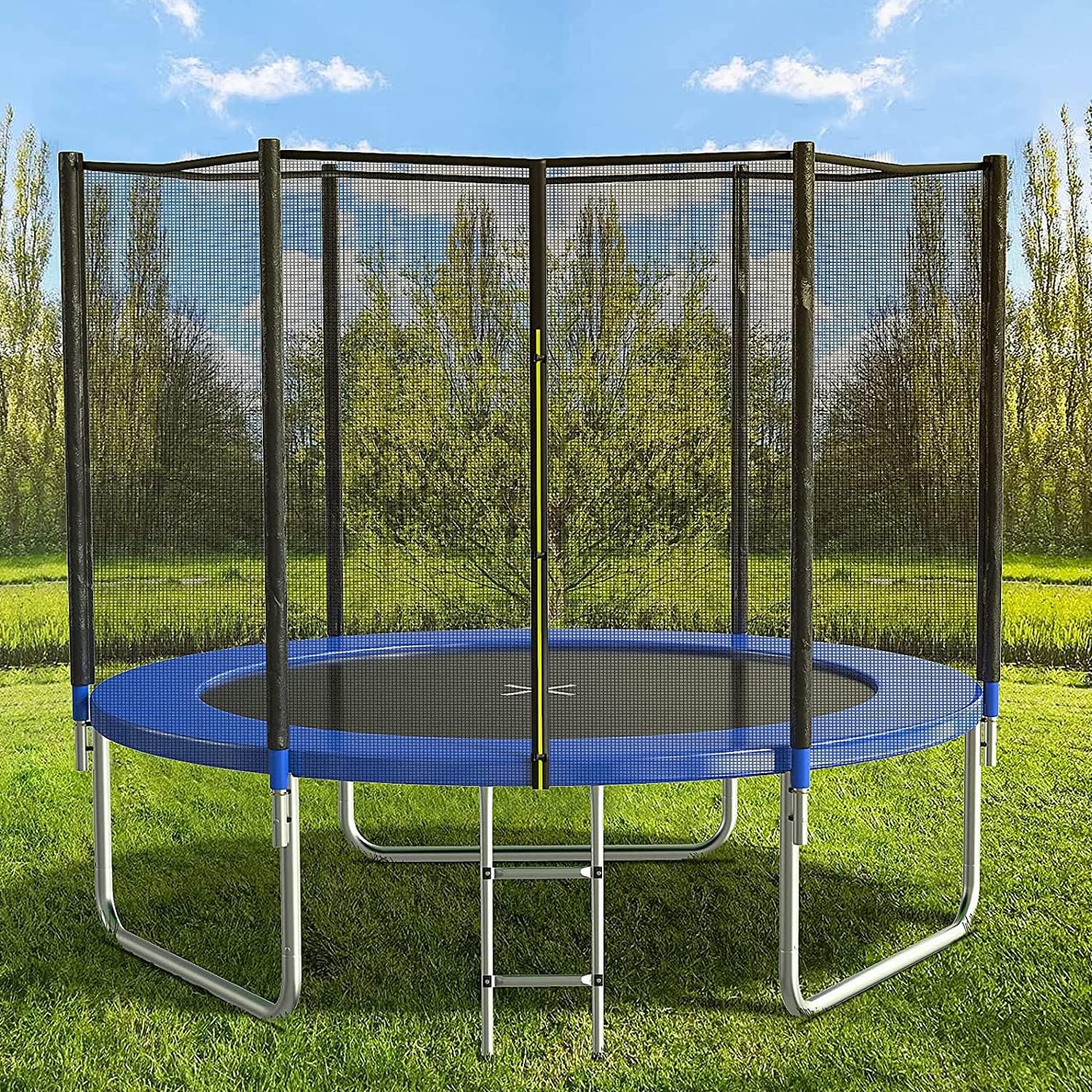 AOTOB 8FT 10FT 12FT 14 FT 15FT Trampoline with Safety Enclosure Net，Outdoor Trampoline with Basketball Hoop, Heavy Duty Jumping Mat and Spring Cover Padding for Kids and Adults, Storage Bag and Ladder wourant