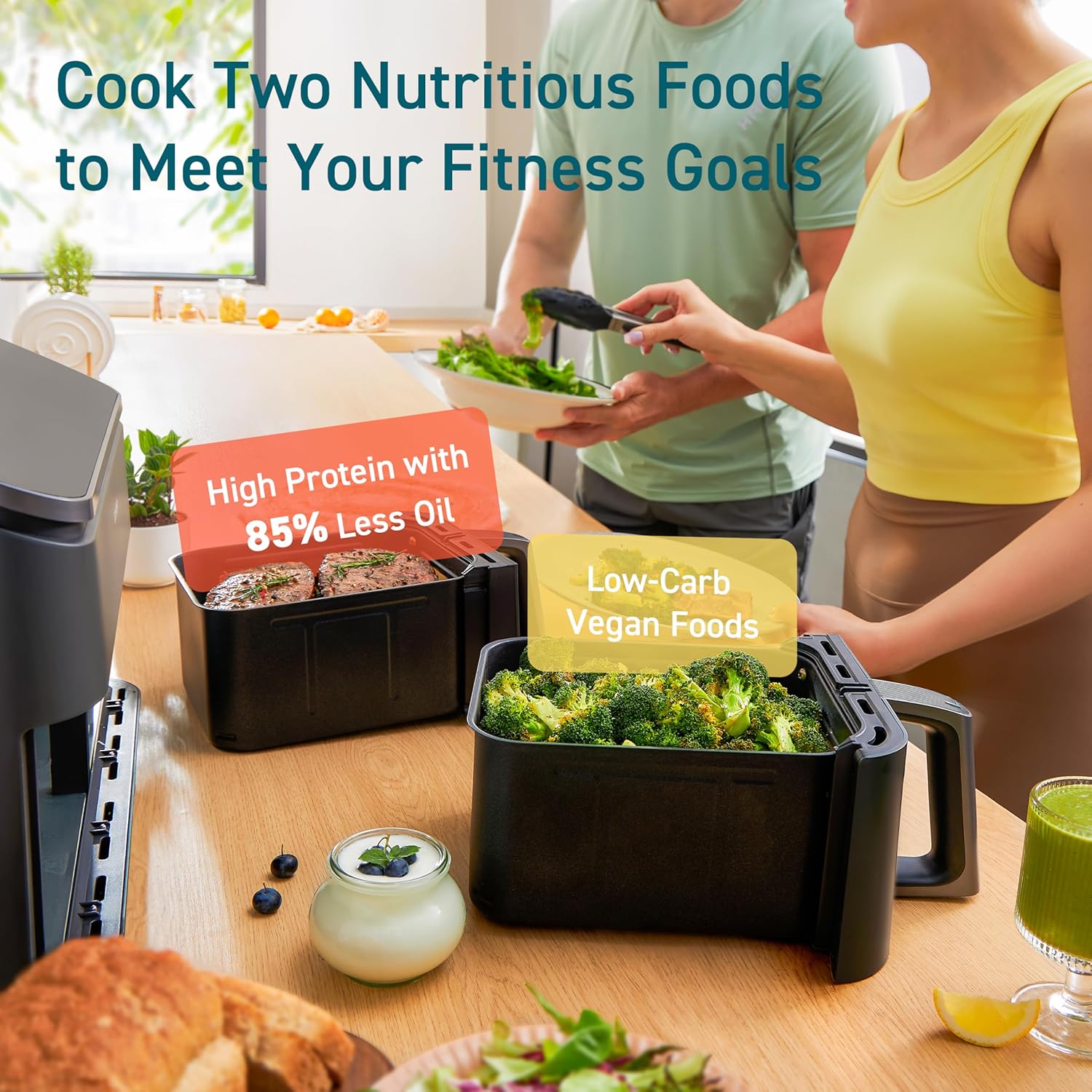 COSORI Dual Air Fryer 9Qt 10-in-1, Fresh Balanced Meals for Family wourant