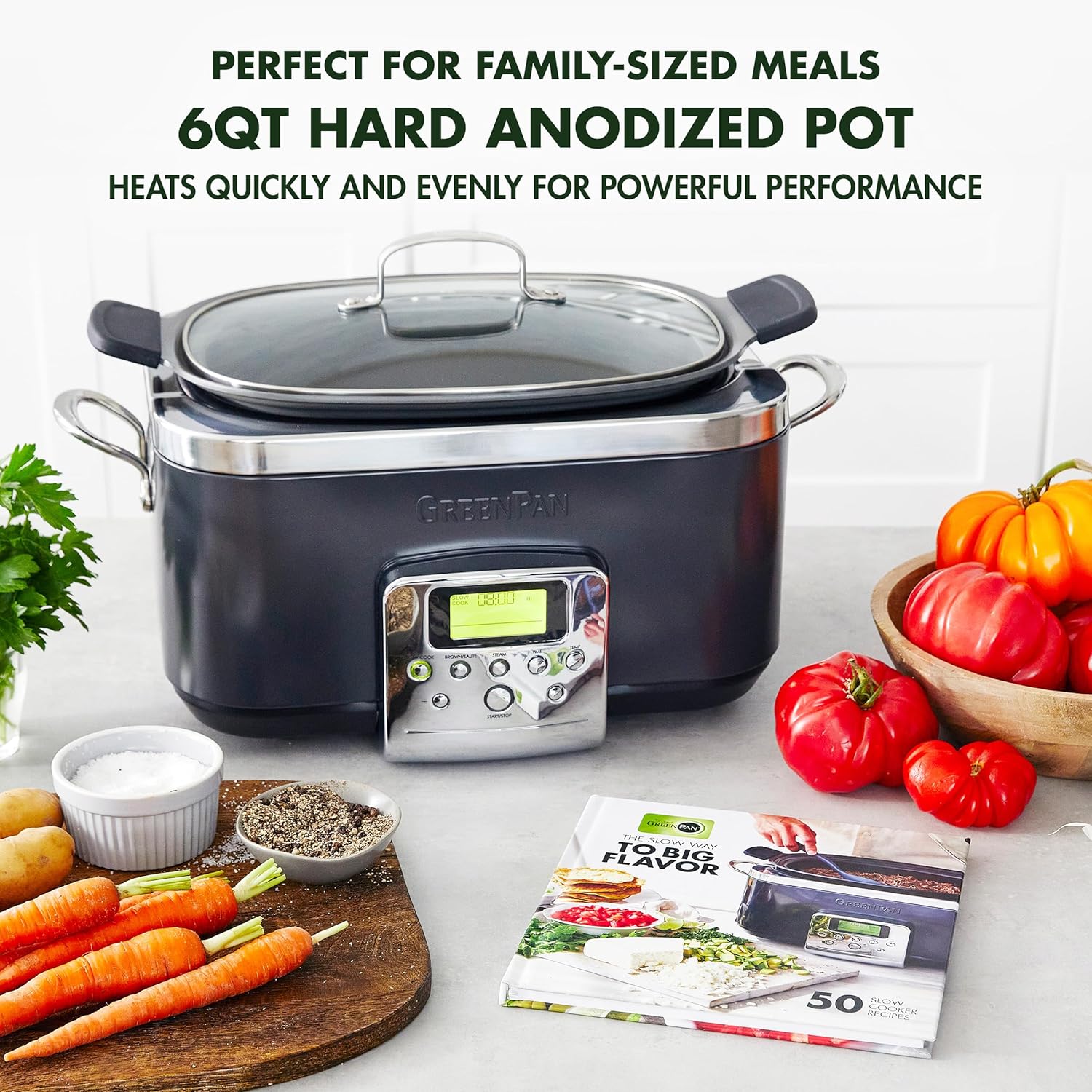 8-in-1 Programmable 6QT Electric Slow Cooker with Dishwasher-Safe Lid and Removable Base wourant
