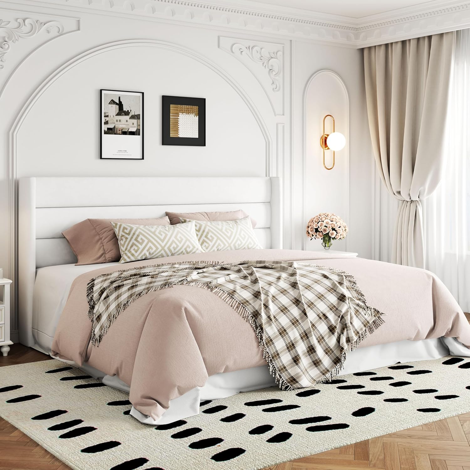 Allewie Queen Size Lift Up Storage Bed Modern Wingback Headboard Hydraulic Support wourant