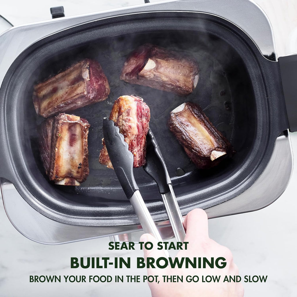 8-in-1 Programmable 6QT Electric Slow Cooker with Dishwasher-Safe Lid and Removable Base wourant