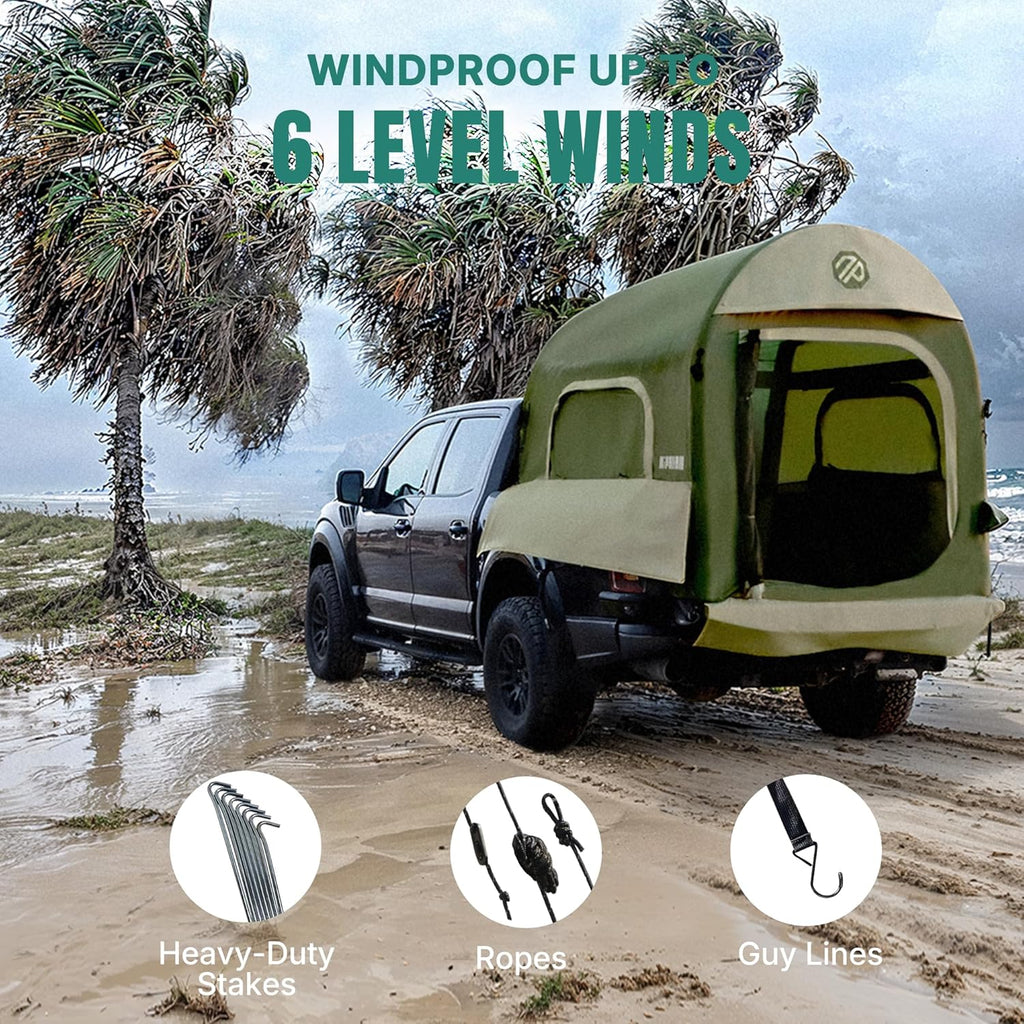 Niphean Truck Bed Tent 5.5ft-8ft for 2+1 People/Family, 2 Mins Fast Setup Inflatable Pickup Truck Tent, PU 3000mm Waterproof & High-Strength Windproof, Spacious Interior for Multi-Landscape wourant