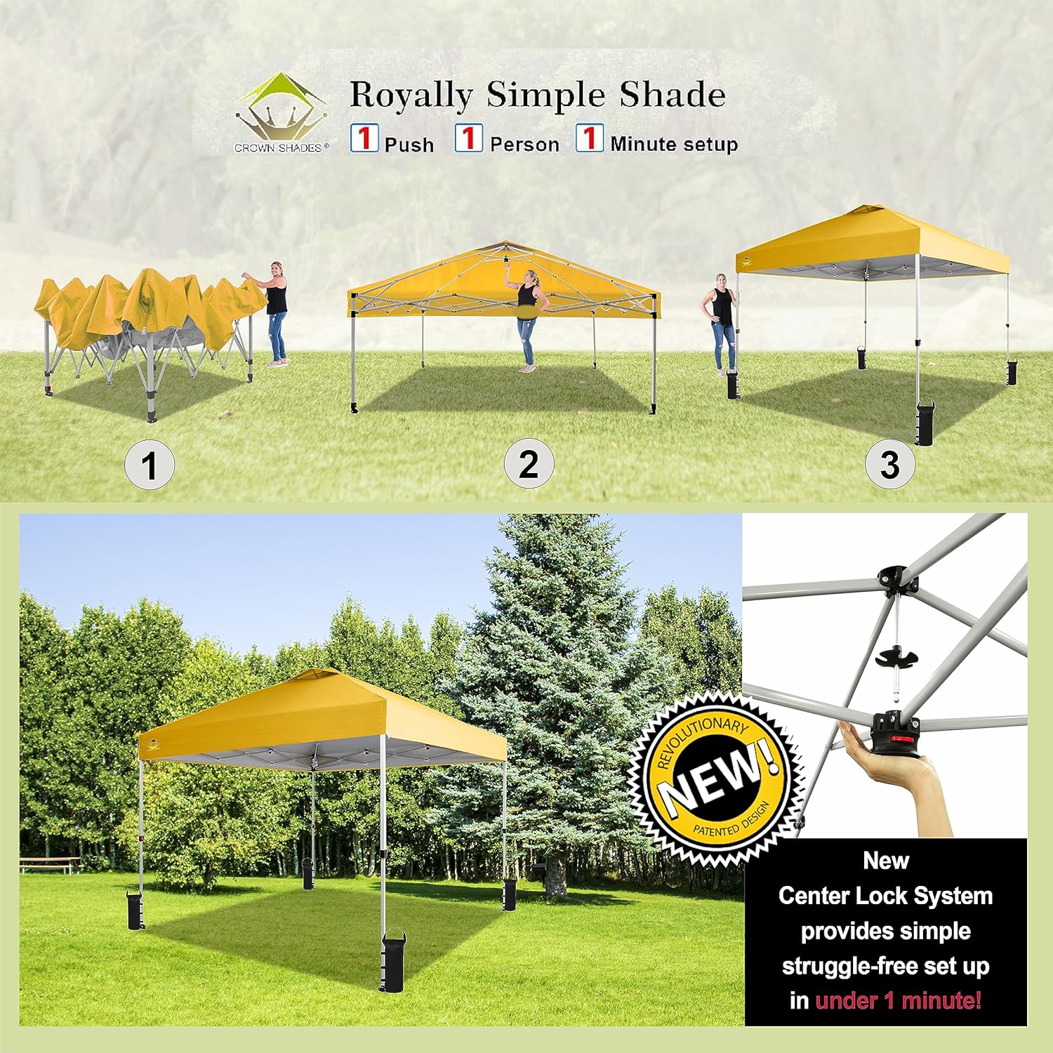 10x10 Pop-Up Awning - One-Click Installation Beach Tent - Outdoor Sunshade Silver Coated Top, 3 Heights and 4 Sand Pockets wourant