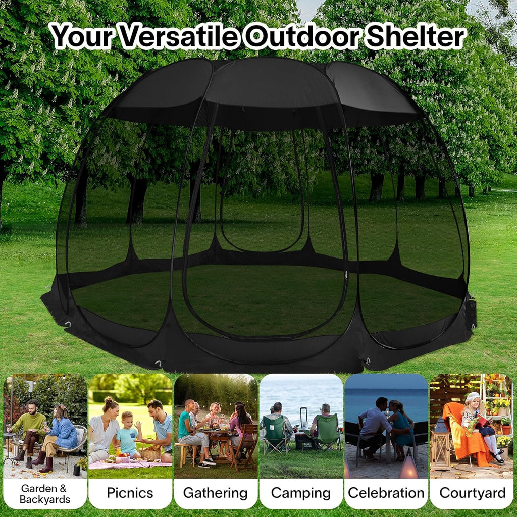 Screen gazebo, sleeps 6-10-15 people Igloo-style canopy tent with mosquito net on the sides Perfect for garden, patio, backyard wourant