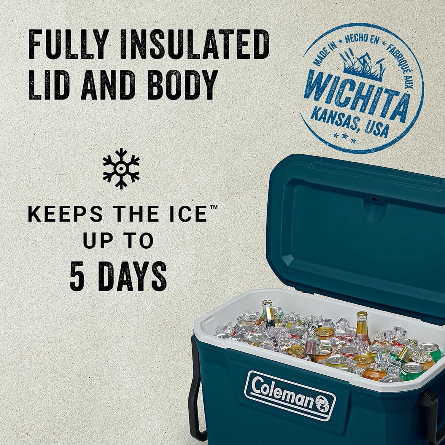 Coleman Insulated Portable Rolling Cooler with Wheels, Leak-Proof Outdoor Hard Cooler, Keeps Ice for Up to 5 Days, 100 Quart wourant