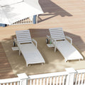 Pool Chaise Lounge Chairs Set of 4 5-Position Adjustable Outdoor Patio Lounge Chairs Wood Reclining Chaise Lounger Chair with Pullout Side Table wourant