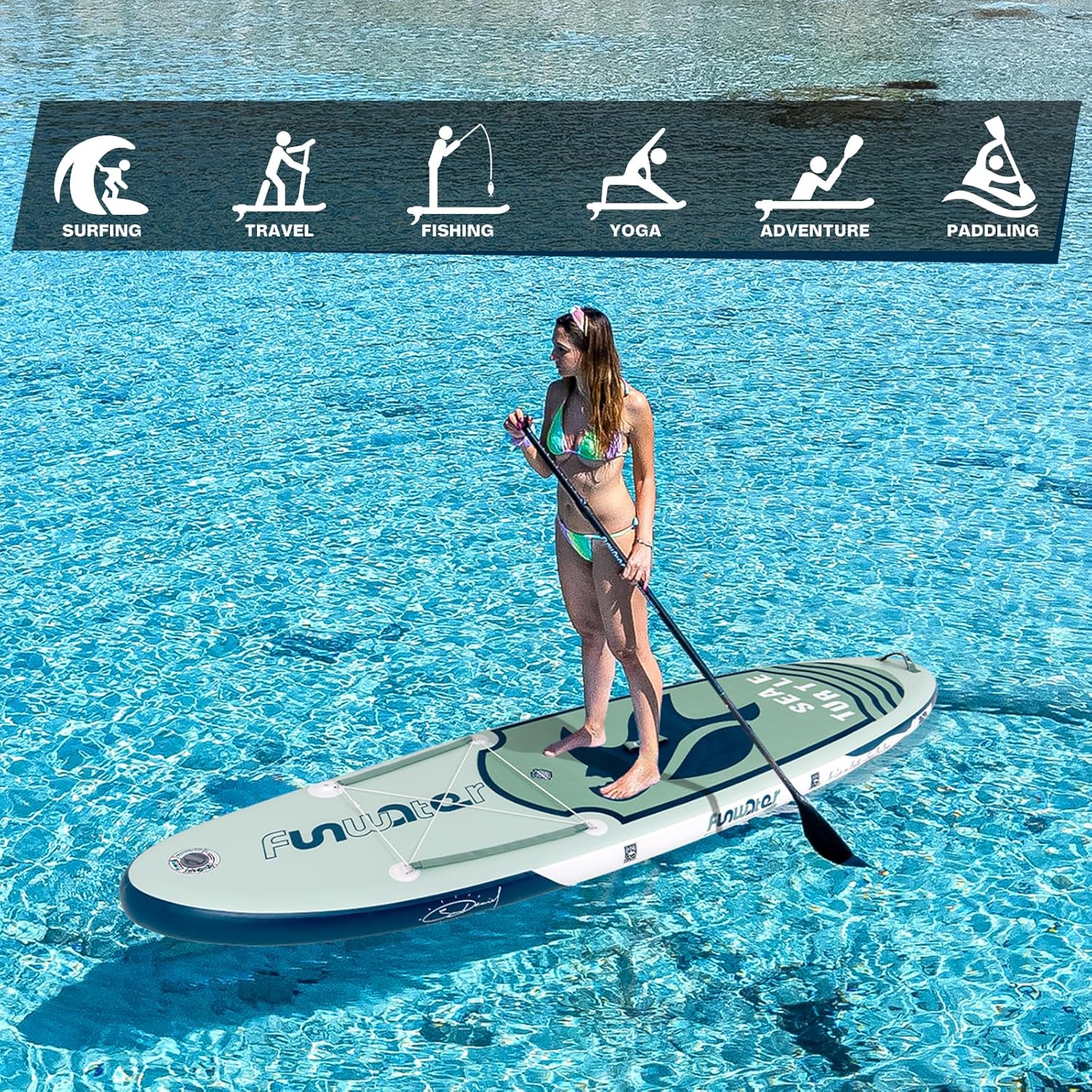 FunWater Inflatable Stand Up Paddle Board with Premium SUP Paddle Accessories, Non-Slip EVA Deck, 11'/10'6' Paddle wourant